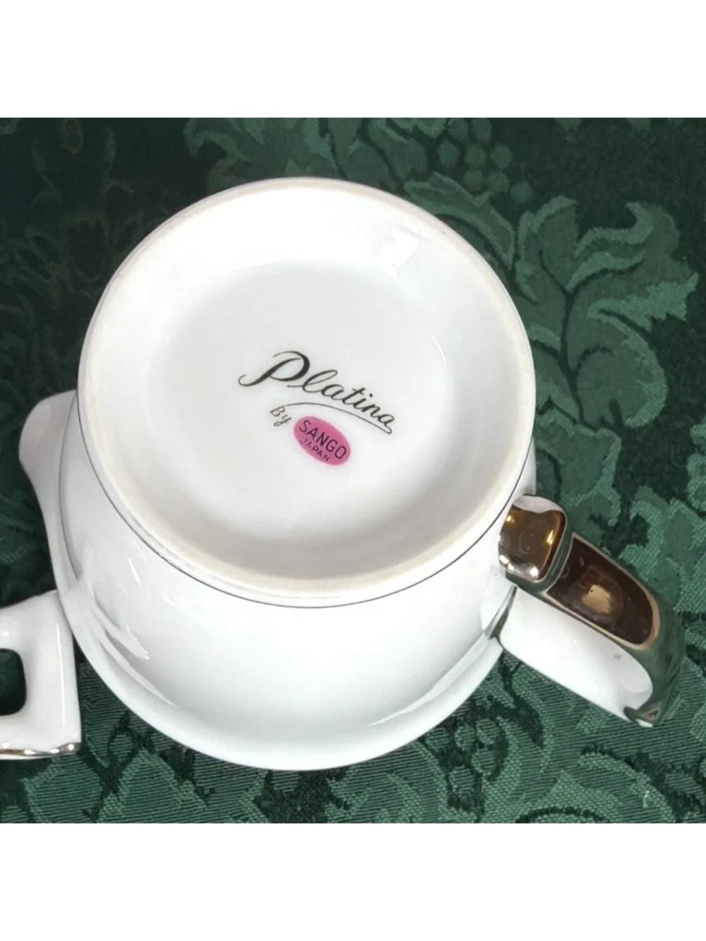 Vintage Sango Platina Sugar Bowl Lid Creamer Set  Japan MCM White Gray Platinum - Picture 5 of 16